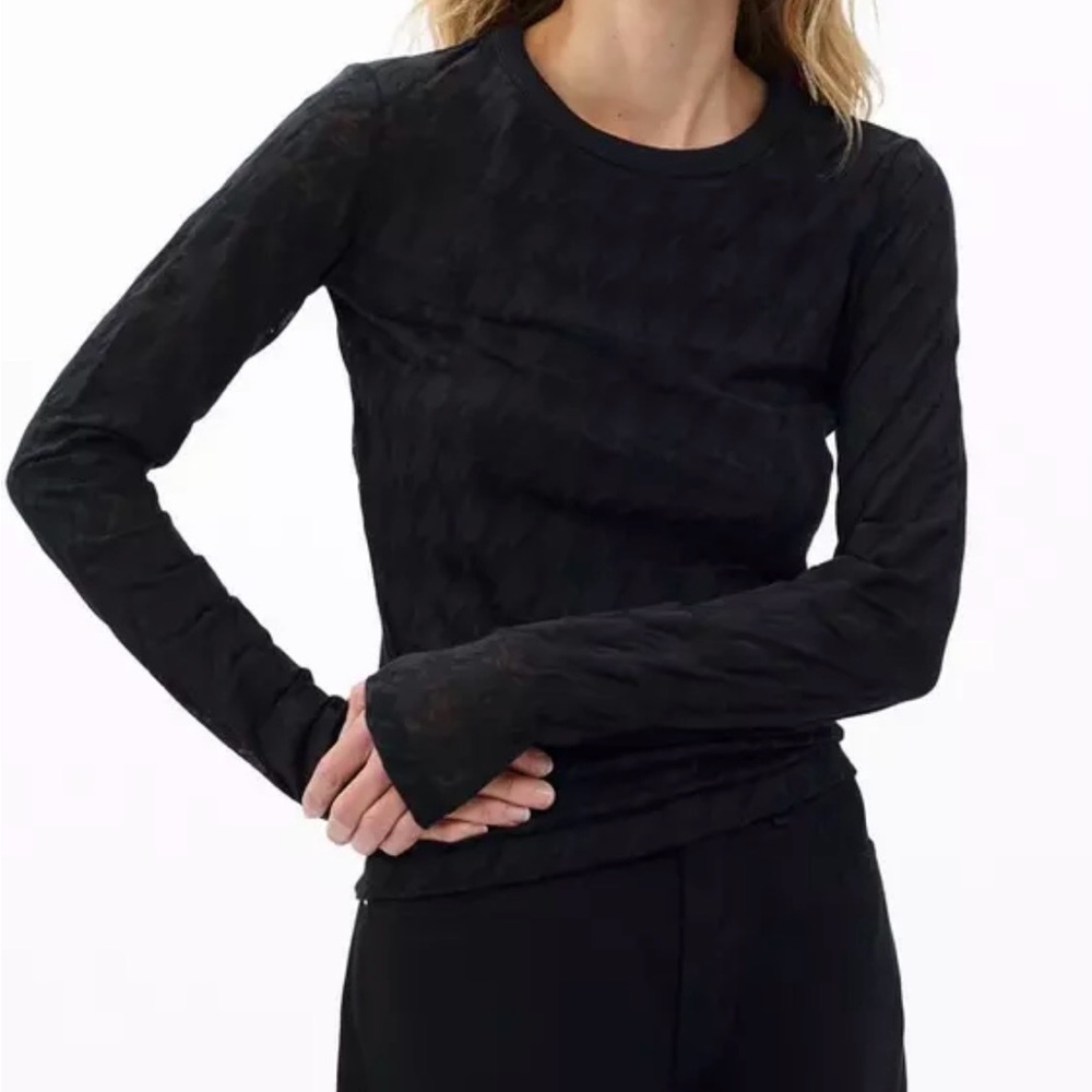 rag & bone Black Sheer Long Sleeve Top